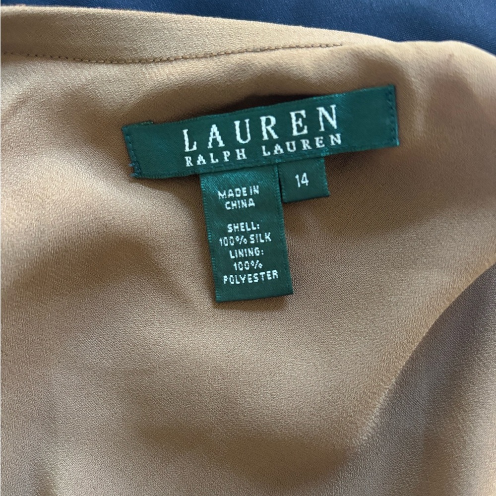 Lauren Ralph Lauren Silk Brown Paisley Floral Ruffle Hem Skirt Size 14 - Picture 4 of 4